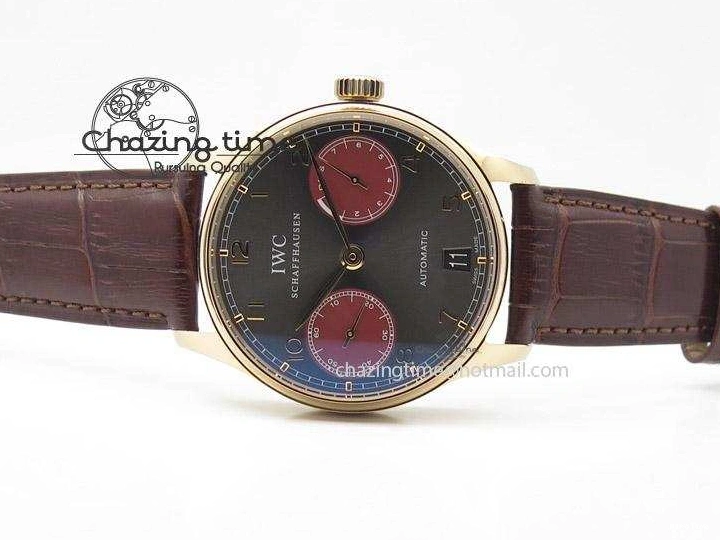 MIROTIME 0505 Portuguese Real PR IW500127 RG ZF 1:1 Best Edition Grey Red Dial On Brown Leather Strap A52010 V AllSeason 7331